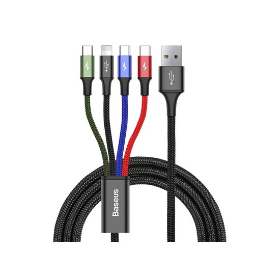 Καλώδιο Baseus USB 4in1 Lightning / 2x USB Type C / micro USB 3.5A 1.2m black (CA1T4-B01) | www.lightgear.gr