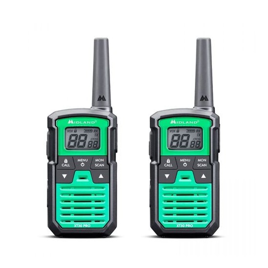 Ασύρματος Πομποδέκτης Midland XT30 PRO PMR με Μονόχρωμη Οθόνη Σετ 2τμχ Πράσινο | www.lightgear.gr