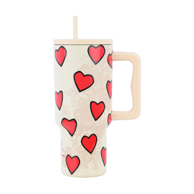 Ανοξείδωτο Θερμός Estia Straw Tumbler XL Save The Aegean 900ml Tender Lace | Estia Home Art