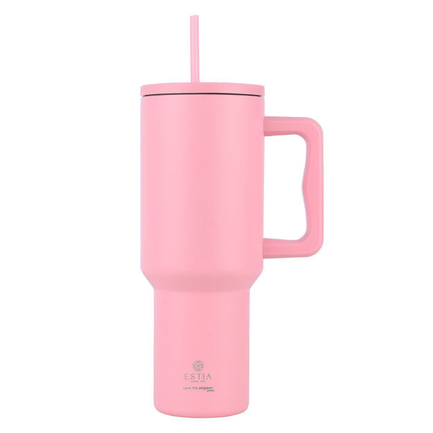 Ανοξείδωτο Θερμός Estia Straw Tumbler XL Save The Aegean 1200ml Blossom Rose | Estia Home Art