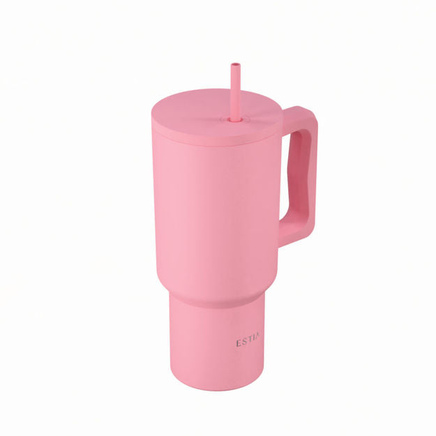Ανοξείδωτο Θερμός Estia Straw Tumbler XL Save The Aegean 900ml Rose | Estia Home Art