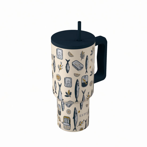 Ανοξείδωτο Θερμός Estia Straw Tumbler XL Save The Aegean 900ml Salt Life | Estia Home Art