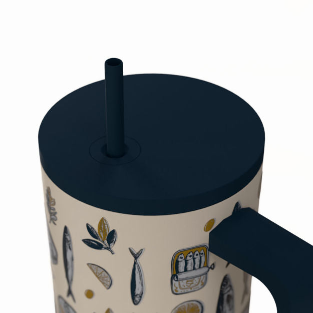 Ανοξείδωτο Θερμός Estia Straw Tumbler XL Save The Aegean 900ml Salt Life | Estia Home Art