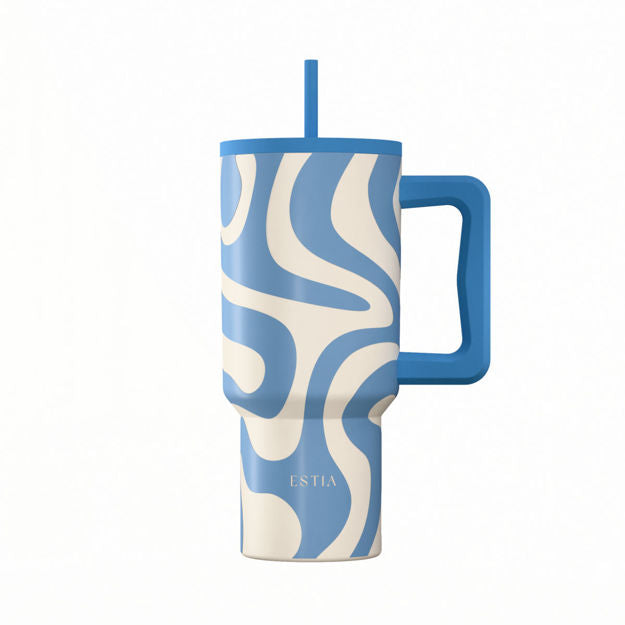 Ανοξείδωτο Θερμός Estia Straw Tumbler XL Save The Aegean 900ml Ocean Waves | Estia Home Art