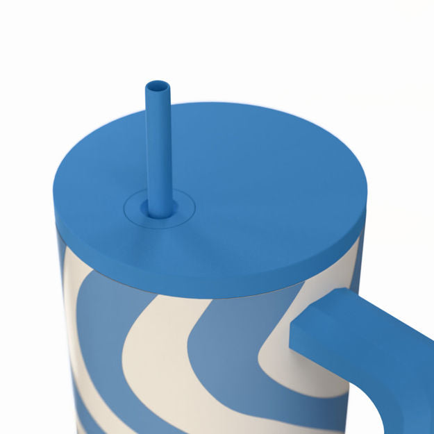 Ανοξείδωτο Θερμός Estia Straw Tumbler XL Save The Aegean 900ml Ocean Waves | Estia Home Art