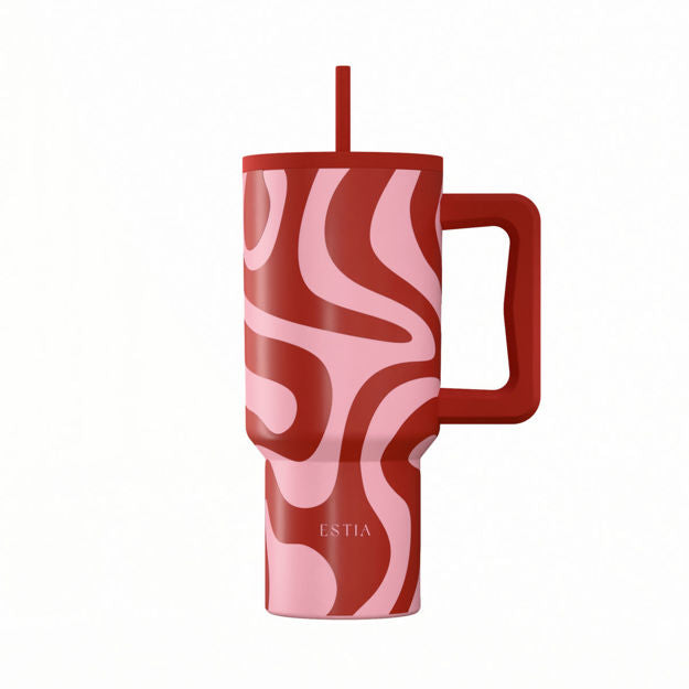Ανοξείδωτο Θερμός Estia Straw Tumbler XL Save The Aegean 900ml Coral Waves | Estia Home Art