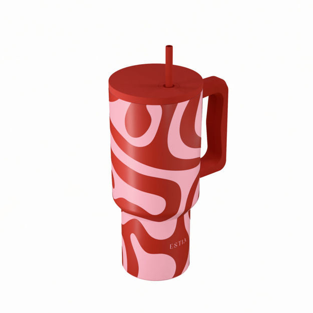 Ανοξείδωτο Θερμός Estia Straw Tumbler XL Save The Aegean 900ml Coral Waves | Estia Home Art