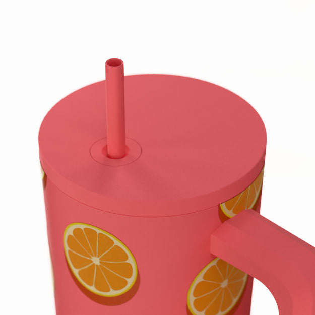 Ανοξείδωτο Θερμός Estia Straw Tumbler XL Save The Aegean 900ml Orange Pop | Estia Home Art