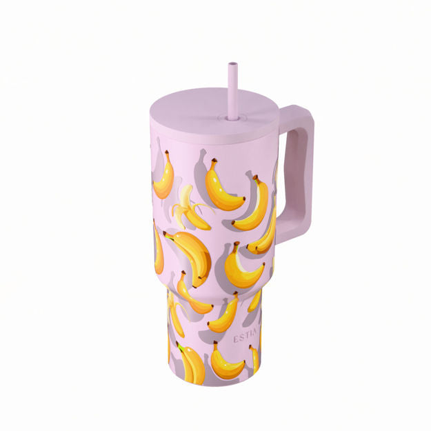 Ανοξείδωτο Θερμός Estia Straw Tumbler XL Save The Aegean 900ml Banana Mood | Estia Home Art