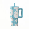 Ανοξείδωτο Θερμός Estia Straw Tumbler XL Save The Aegean 900ml Blue Daisy | Estia Home Art