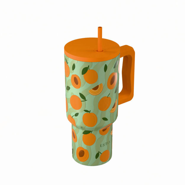 Ανοξείδωτο Θερμός Estia Straw Tumbler XL Save The Aegean 900ml Peach Garden | Estia Home Art