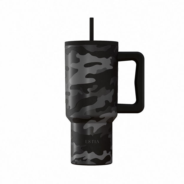 Ανοξείδωτο Θερμός Estia Straw Tumbler XL Save The Aegean 900ml Dark Camo | Estia Home Art