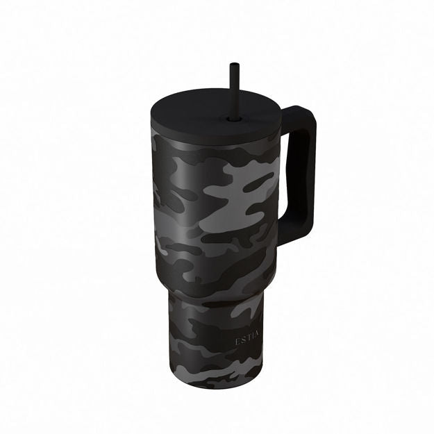 Ανοξείδωτο Θερμός Estia Straw Tumbler XL Save The Aegean 900ml Dark Camo | Estia Home Art