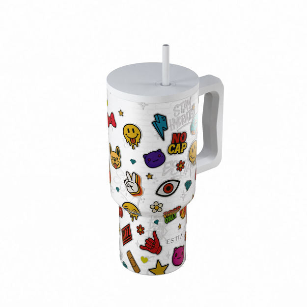 Ανοξείδωτο Θερμός Estia Straw Tumbler XL Save The Aegean 900ml Urban Vibes | Estia Home Art