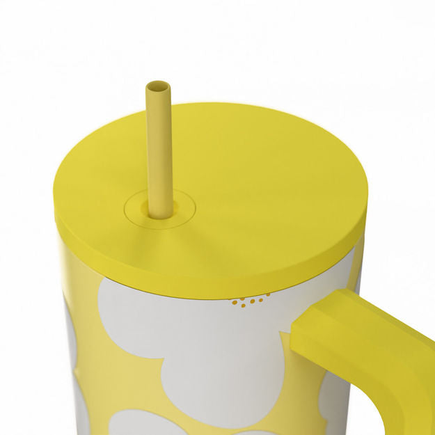 Ανοξείδωτο Θερμός Estia Straw Tumbler XL Save The Aegean 900ml Yellow Daisy | Estia Home Art