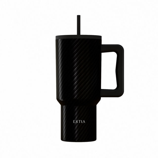 Ανοξείδωτο Θερμός Estia Straw Tumbler XL Save The Aegean 900ml Carbon Fibre | Estia Home Art