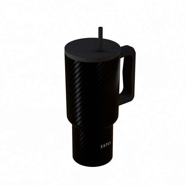 Ανοξείδωτο Θερμός Estia Straw Tumbler XL Save The Aegean 900ml Carbon Fibre | Estia Home Art