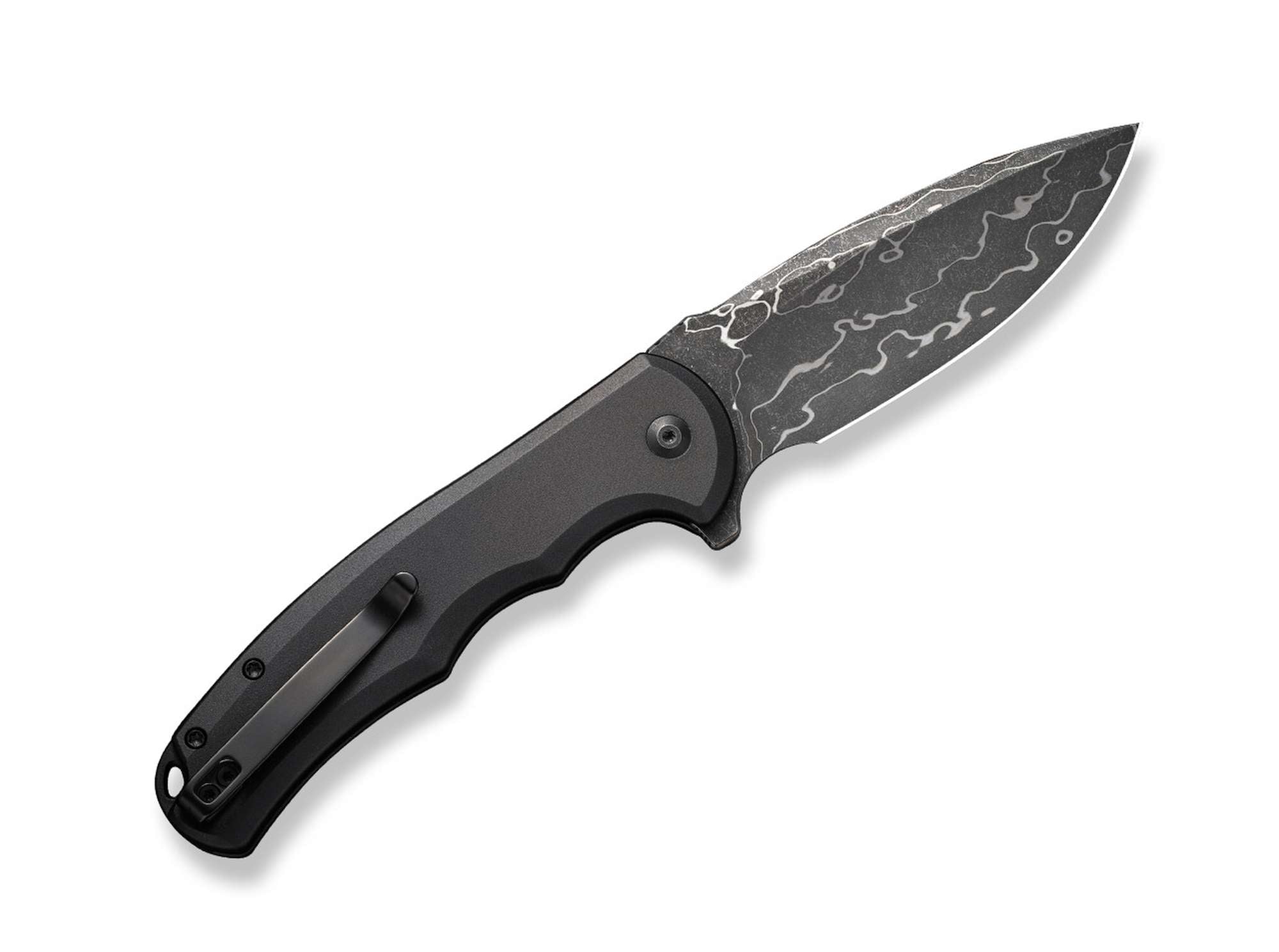Σουγιάς CIVIVI Button Lock Praxis Aluminum Black Damascus | www.lightgear.gr