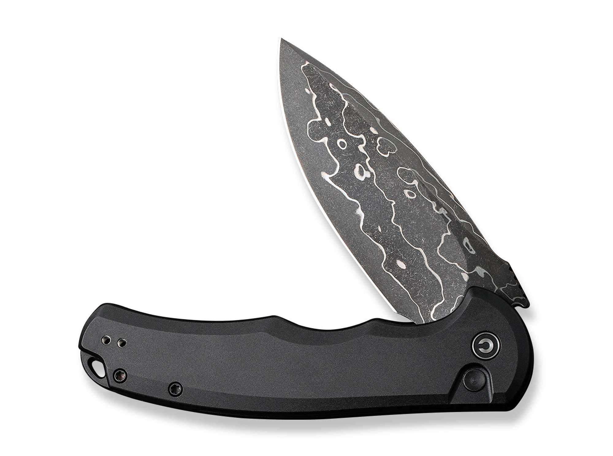 Σουγιάς CIVIVI Button Lock Praxis Aluminum Black Damascus | www.lightgear.gr