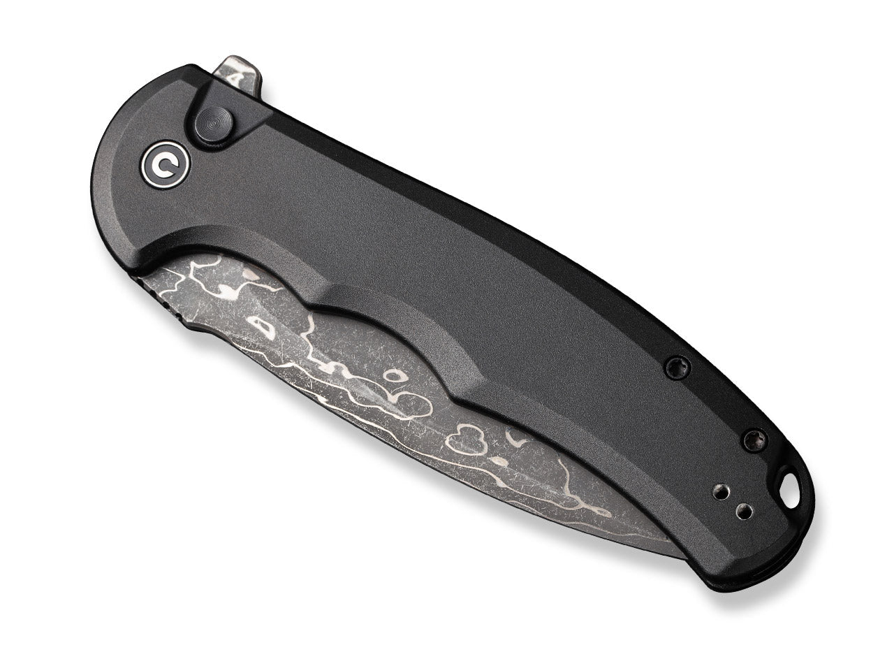 Σουγιάς CIVIVI Button Lock Praxis Aluminum Black Damascus | www.lightgear.gr