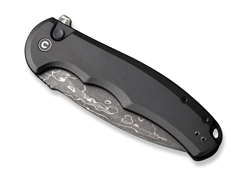 Σουγιάς CIVIVI Button Lock Praxis Aluminum Black Damascus | www.lightgear.gr