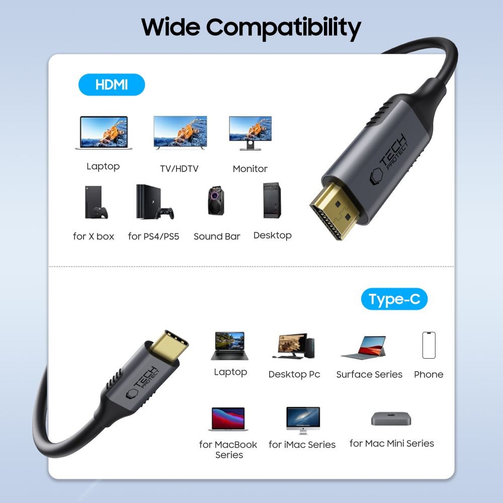 Καλώδιο USB-C / HDMI Tech-Protect UltraBoost 60Hz 180cm Μαύρο | www.lightgear.gr