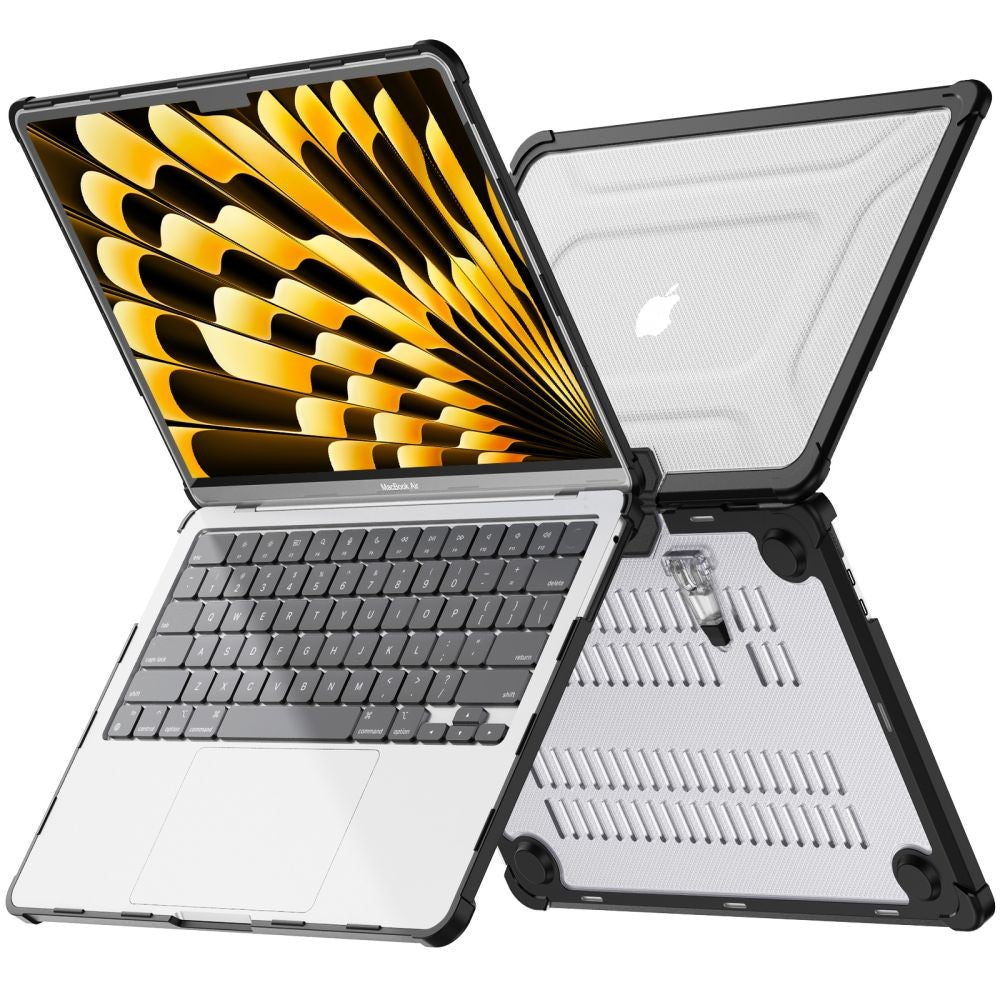 Θήκη Tech-Protect SmartShell Pro για MacBook Air 13" 2023-2025 M2 / M3 / M4 Διάφανη και Μαύρη | www.lightgear.gr