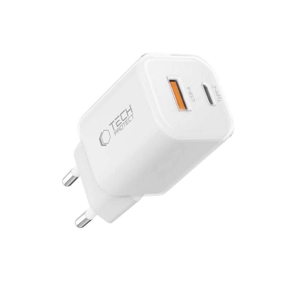 Επιτοίχιος Φορτιστής Tech-Protect NCM33W 2-Port PD33W/QC3.0 Λευκό | www.lightgear.gr