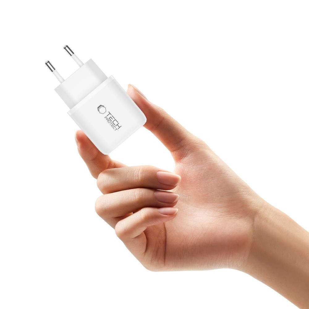 Επιτοίχιος Φορτιστής Tech-Protect NCA20 PD 20W QC3.0 USB-A / USB-C Λευκό | www.lightgear.gr