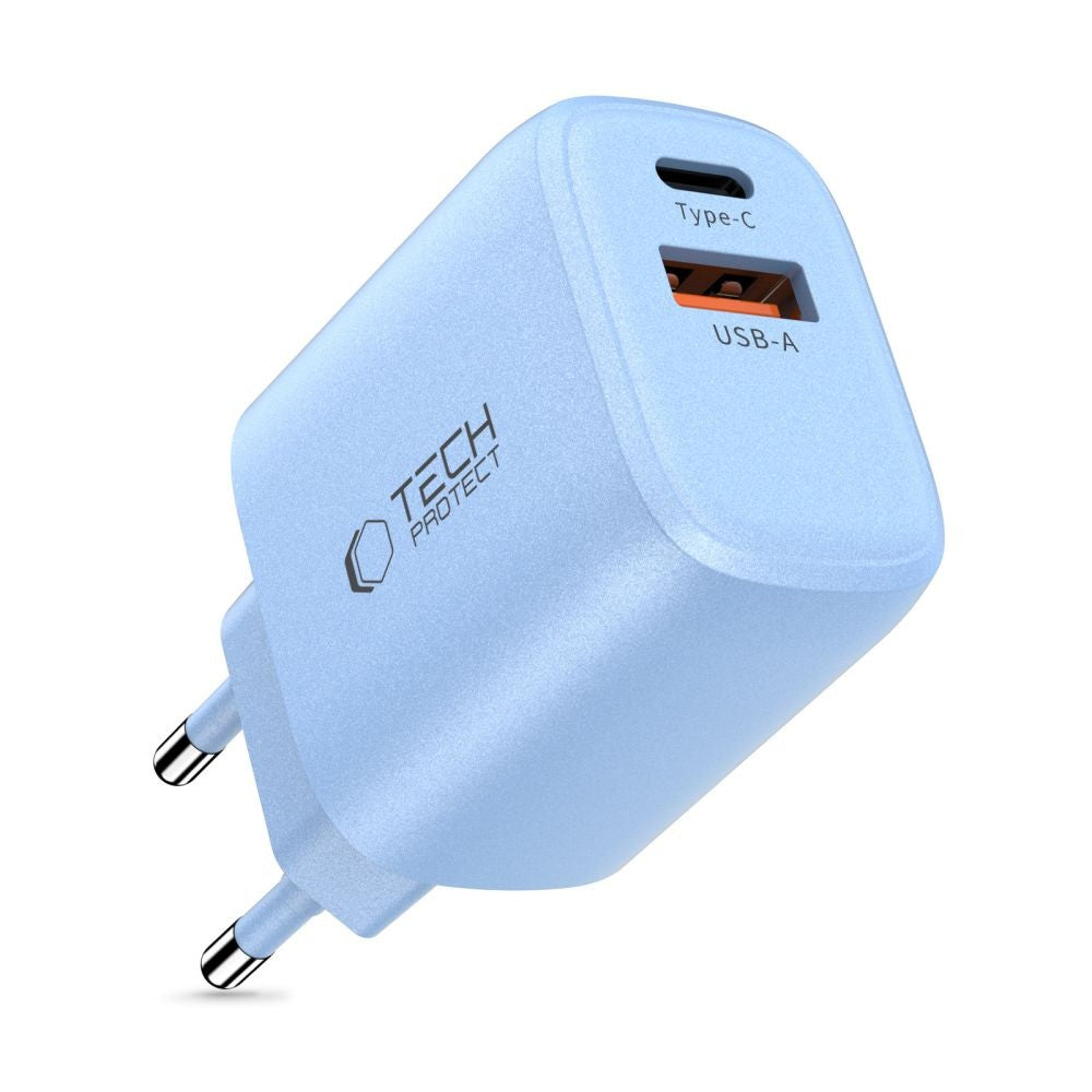 Επιτοίχιος Φορτιστής Tech-Protect NCA20 PD 20W QC3.0 USB-A / USB-C Μπλε | www.lightgear.gr