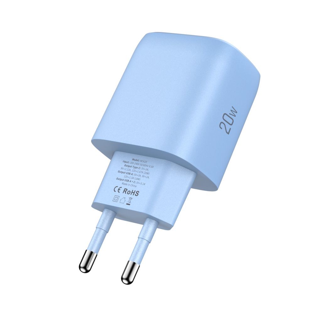 Επιτοίχιος Φορτιστής Tech-Protect NCA20 PD 20W QC3.0 USB-A / USB-C Μπλε | www.lightgear.gr