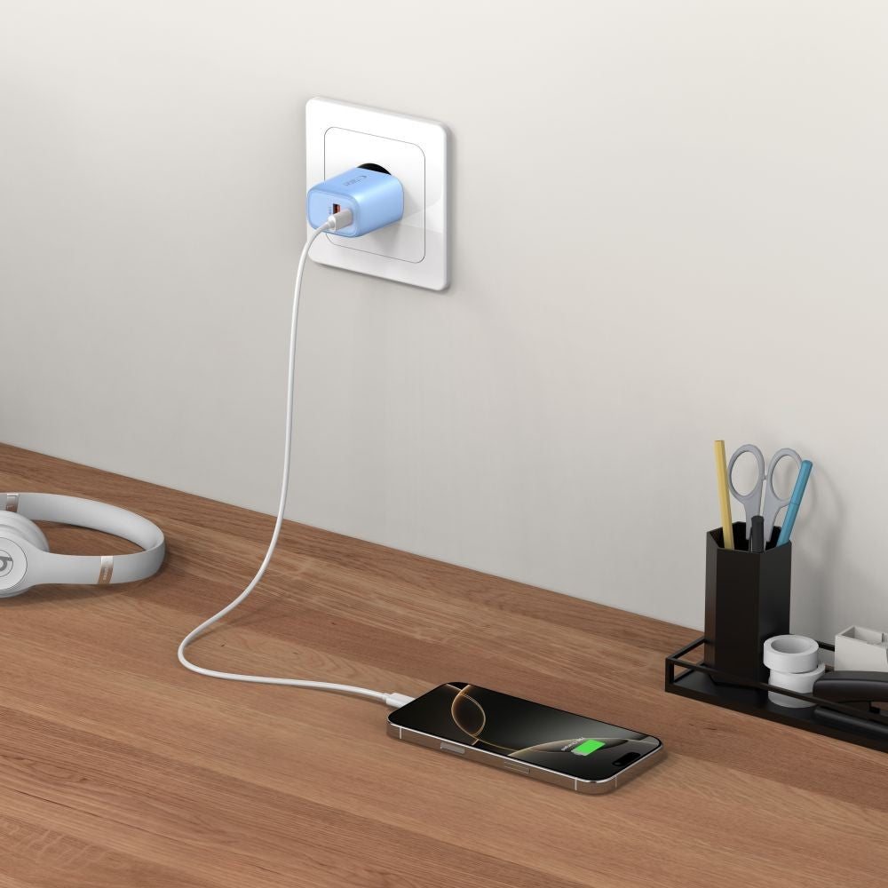Επιτοίχιος Φορτιστής Tech-Protect NCA20 PD 20W QC3.0 USB-A / USB-C Μπλε | www.lightgear.gr