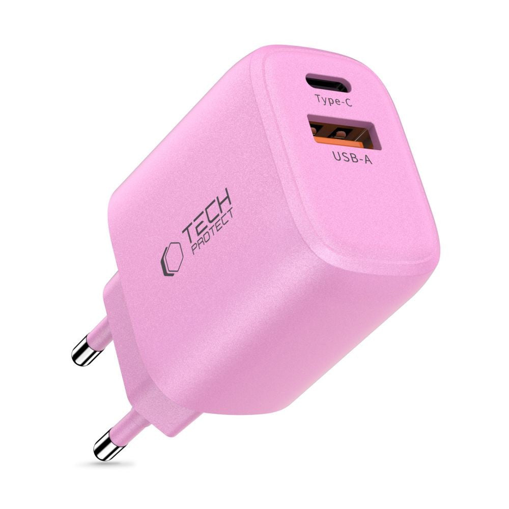 Επιτοίχιος Φορτιστής Tech-Protect NCA30 PD 30W QC3.0 USB-A / USB-C Ροζ | www.lightgear.gr