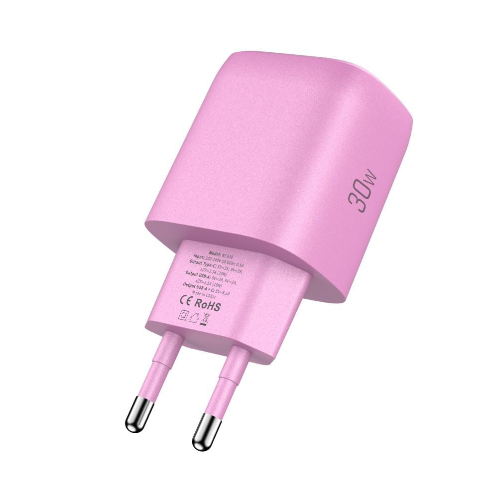 Επιτοίχιος Φορτιστής Tech-Protect NCA30 PD 30W QC3.0 USB-A / USB-C Ροζ | www.lightgear.gr