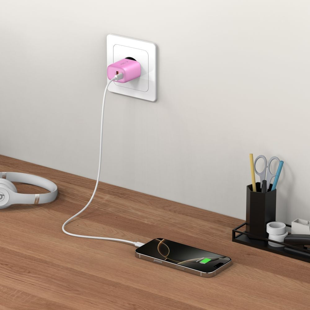 Επιτοίχιος Φορτιστής Tech-Protect NCA30 PD 30W QC3.0 USB-A / USB-C Ροζ | www.lightgear.gr