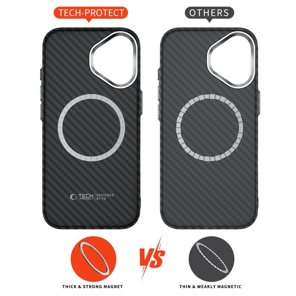 Θήκη Ion Carbon MagSafe Tech-Protect για iPhone 17 Μαύρο Ασημί | www.lightgear.gr