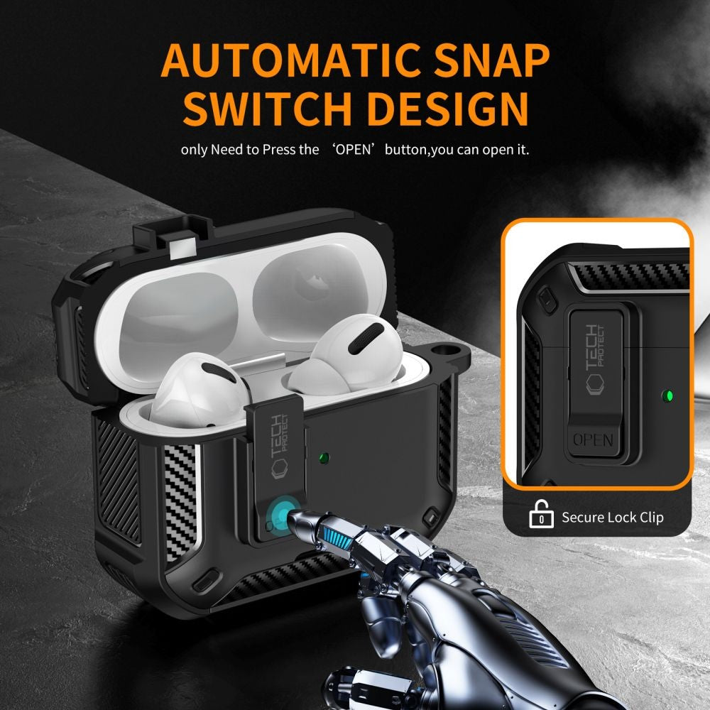 Θήκη Tech-Protect Carbonox MagSafe για AirPods Pro Μαύρο | www.lightgear.gr