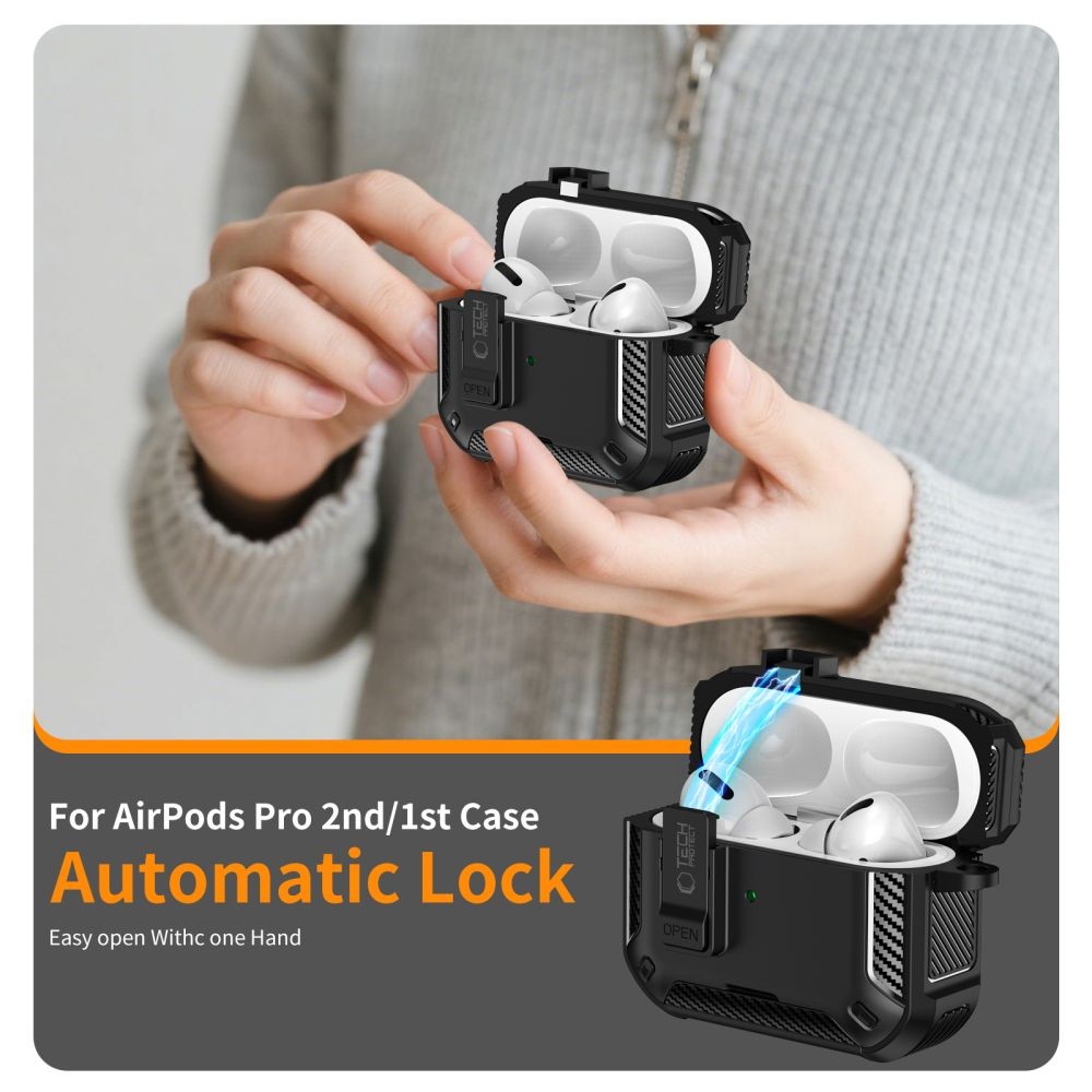 Θήκη Tech-Protect Carbonox MagSafe για AirPods Pro Μαύρο | www.lightgear.gr