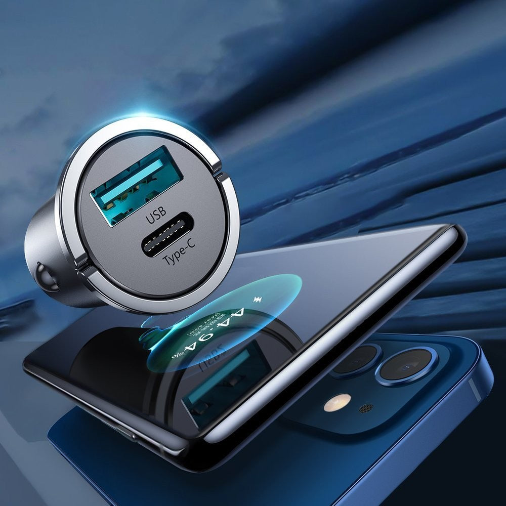 Φορτιστής Αυτοκινήτου Joyroom USB Type C / USB 45W 5A Power Delivery Quick Charge 3.0 AFC SCP Γκρι (C-A35) | www.lightgear.gr