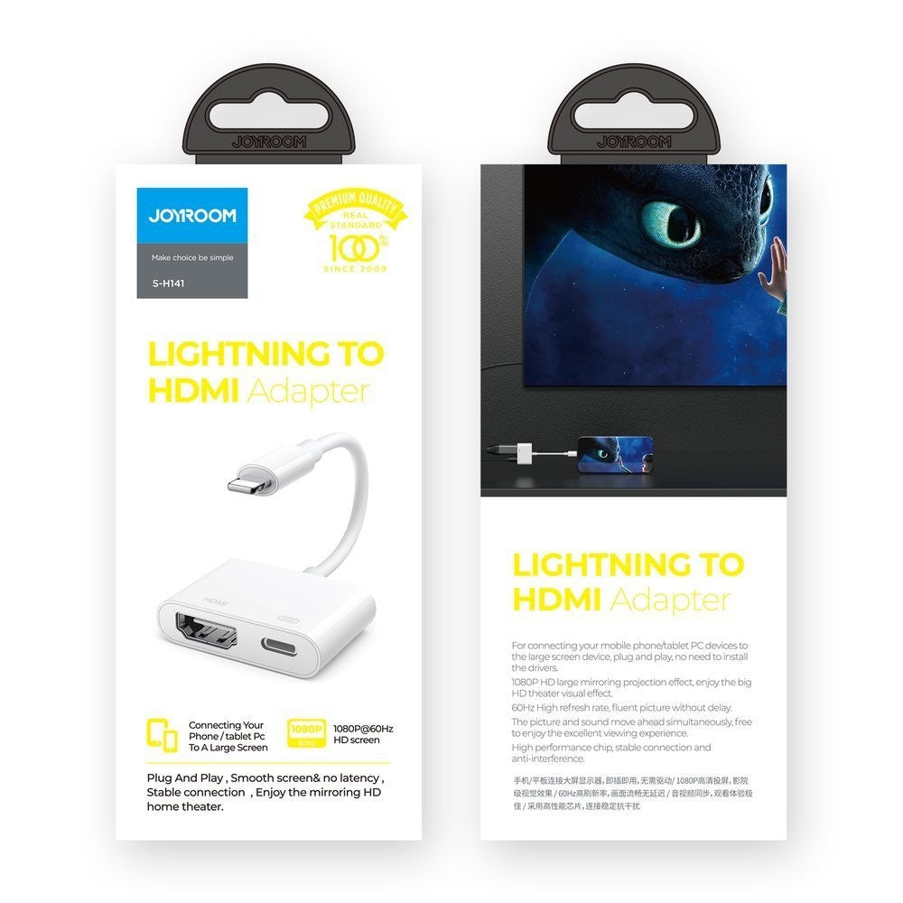 Adapter Joyroom S-H141 Lightning (Male) σε HDMI FullHD 1080p 60Hz (Female) / Lightning (Female) Λευκό | www.lightgear.gr