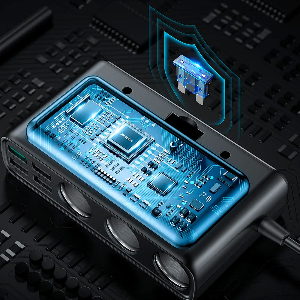 Φορτιστής Αυτοκινήτου Joyroom JR-CL06 9in1 154W 5x USB-A / USB-C / 3x Cigarette Lighter Socket PD QC PPS Μαύρο | www.lightgear.gr