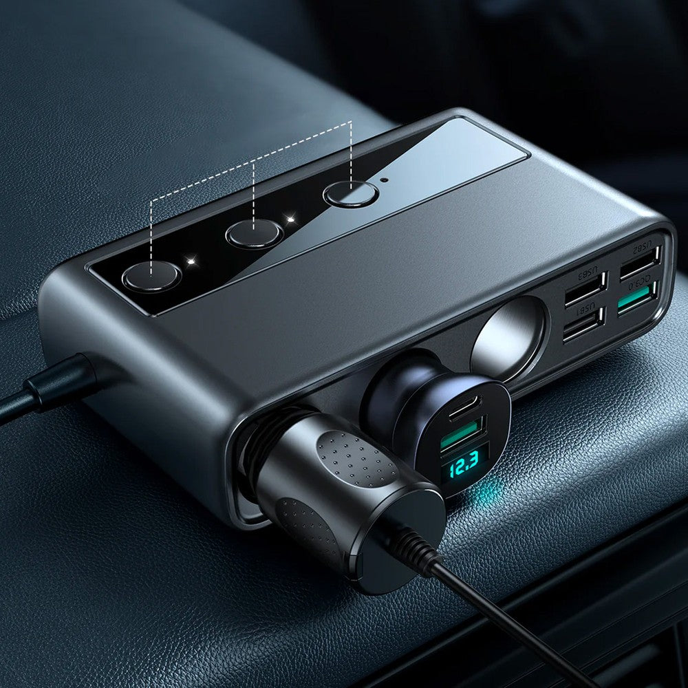Φορτιστής Αυτοκινήτου Joyroom JR-CL06 9in1 154W 5x USB-A / USB-C / 3x Cigarette Lighter Socket PD QC PPS Μαύρο | www.lightgear.gr