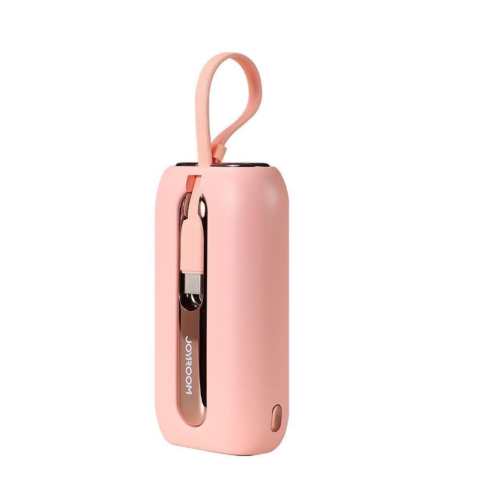 Mini Powerbank Joyroom 10000mAh Colorful Series 22.5W με 2 Ενσωματωμένα Καλώδια USB-C και Lightning Ροζ (JR-L012) | www.lightgear.gr