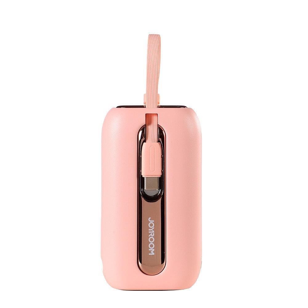 Mini Powerbank Joyroom 10000mAh Colorful Series 22.5W με 2 Ενσωματωμένα Καλώδια USB-C και Lightning Ροζ (JR-L012) | www.lightgear.gr