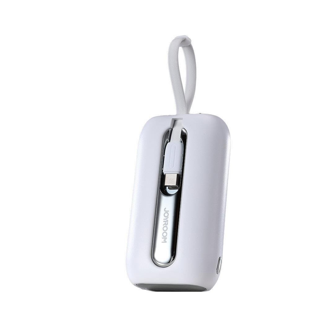 Mini Powerbank Joyroom 10000mAh Colorful Series 22.5W με 2 Ενσωματωμένα Καλώδια USB-C και Lightning Λευκό (JR-L012) | www.lightgear.gr