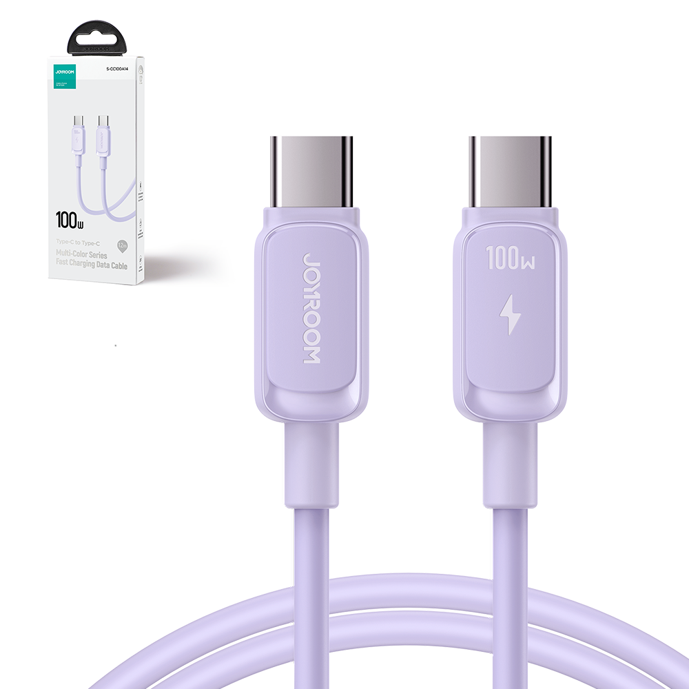 Καλώδιο USB-C / USB-C 100W Joyroom Multi-Color Series A14 1.2m Μωβ | www.lightgear.gr