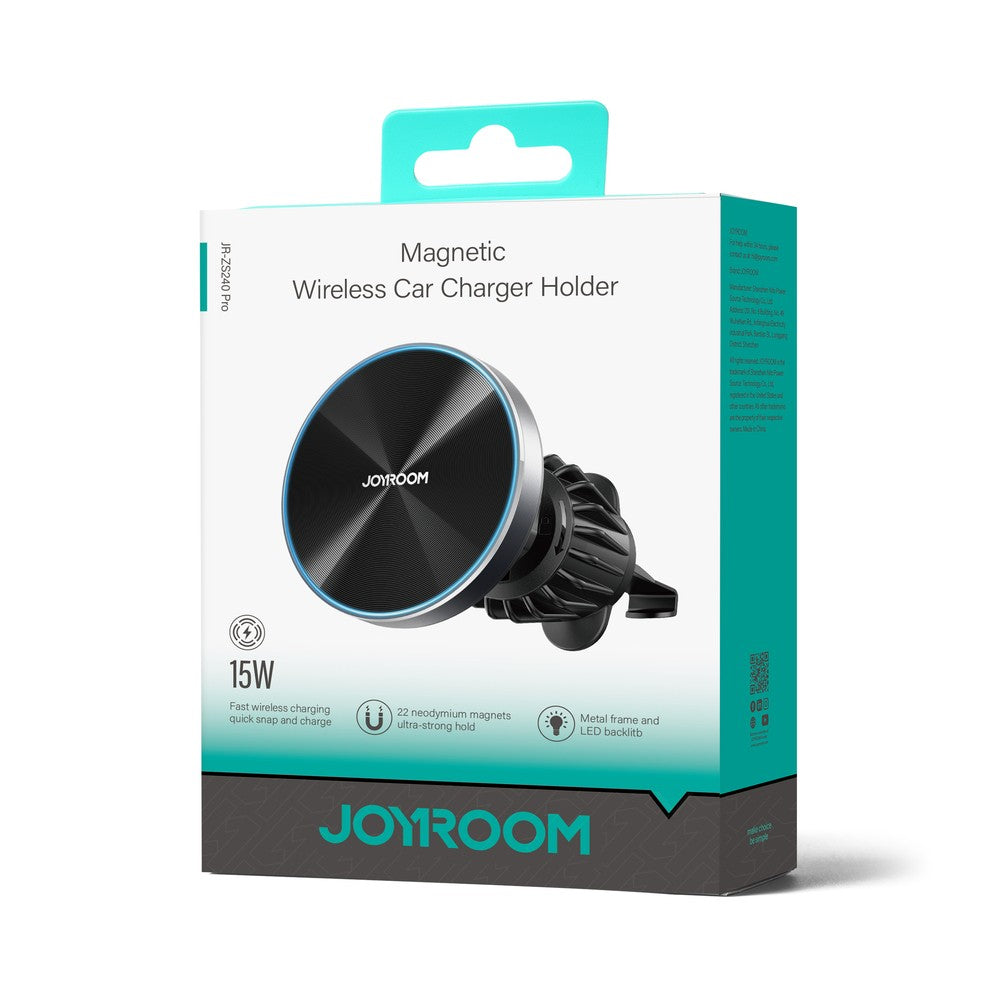 Magnetic Car Holder Joyroom 15W Wireless Charger για Air Vent Μαύρο (JR-ZS240 Pro) | www.lightgear.gr