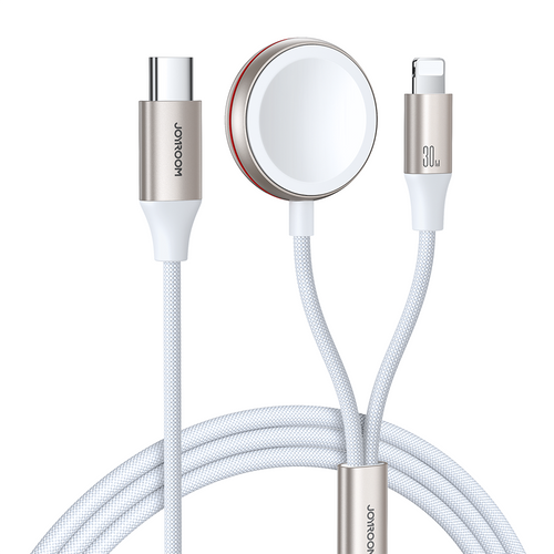 2 in 1 Lightning Καλώδιο και Inductive Charger Joyroom για Apple Watch 1.5m Λευκό (S-IW012) | www.lightgear.gr