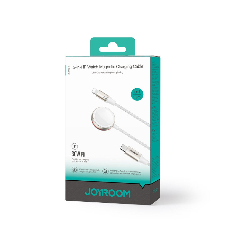 2 in 1 Lightning Καλώδιο και Inductive Charger Joyroom για Apple Watch 1.5m Λευκό (S-IW012) | www.lightgear.gr