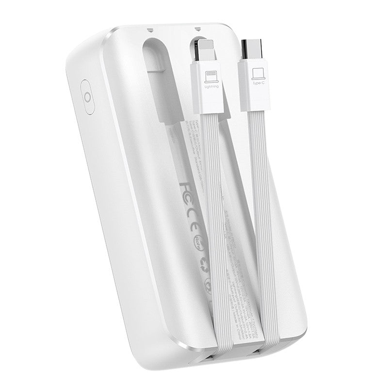 Mini Power Bank Joyroom JR-PBC06 30W 10000mAh με Ενσωματωμένα Καλώδια Λευκό | www.lightgear.gr